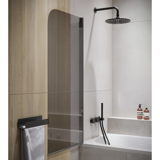 Badplaats Badwand torino 80 x 140 cm rookglas zwart badscherm draaibaar 5 3182074 large
