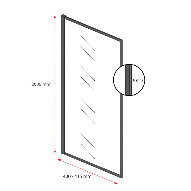 Badplaats Douchewand georgia 40 x 200 cm zwart – inloopdouche 8 mm 3181245 large