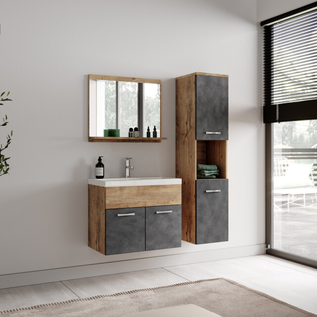 Badplaats Badkamerkast montreal 30 x 30 x 131 cm kastanje eiken met donker 3181080 large