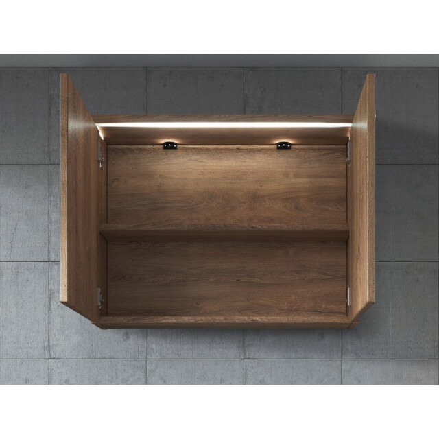 Badplaats Badkamerkast paso 80 x 20 x 60 cm bruin eiken spiegelkast badkamer 3181322 large
