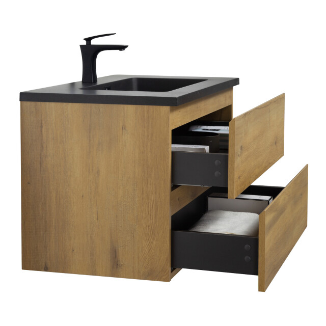 Badplaats Badkamermeubel set angela 80cm - badmeubel met zwarte wastafel 3181342 large