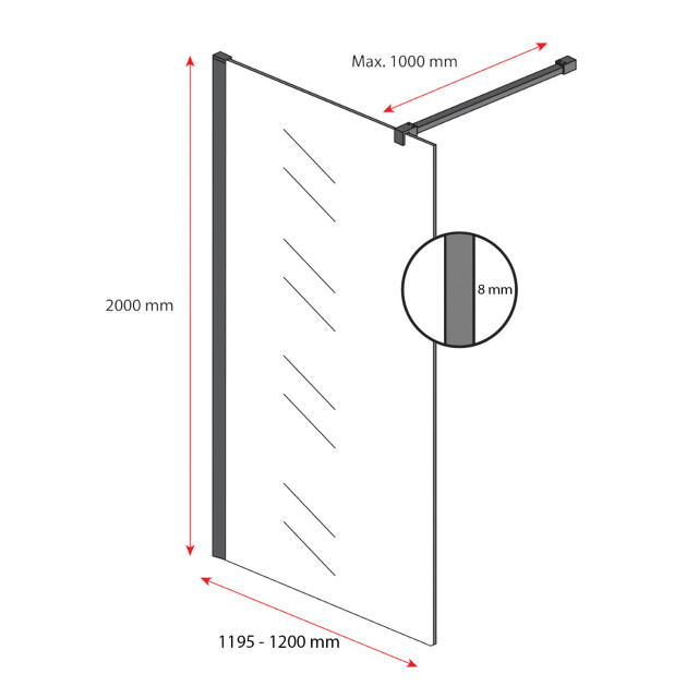 Badplaats Douchewand rizani 120 x 200 cm zwart – getint rookglas inloopdouche 3181206 large