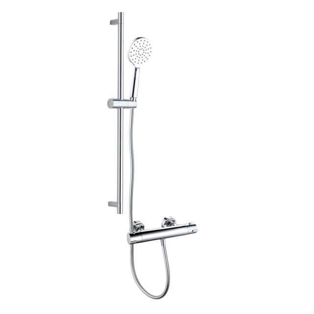 4bathroomz ® flower silver thermostaatkraan met glijstang chroom 3047673 large