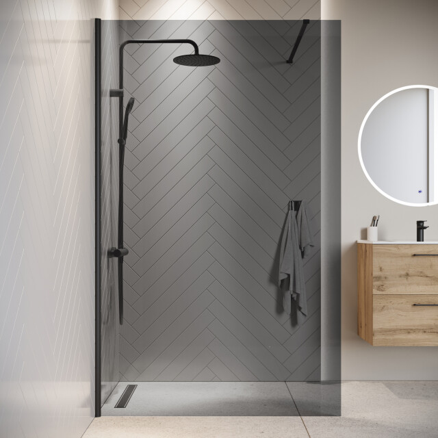Badplaats Douchewand rizani 120 x 200 cm zwart – getint rookglas inloopdouche 3181206 large