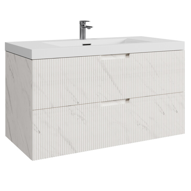 Badplaats Badkamermeubel set thermis 100cm marmer badmeubel met wastafel 3180859 large