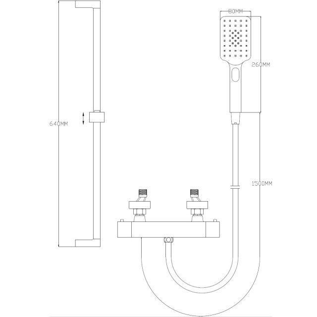 Luzzo ® square black doucheset thermostaatkraan met glijstang - 3047811 large