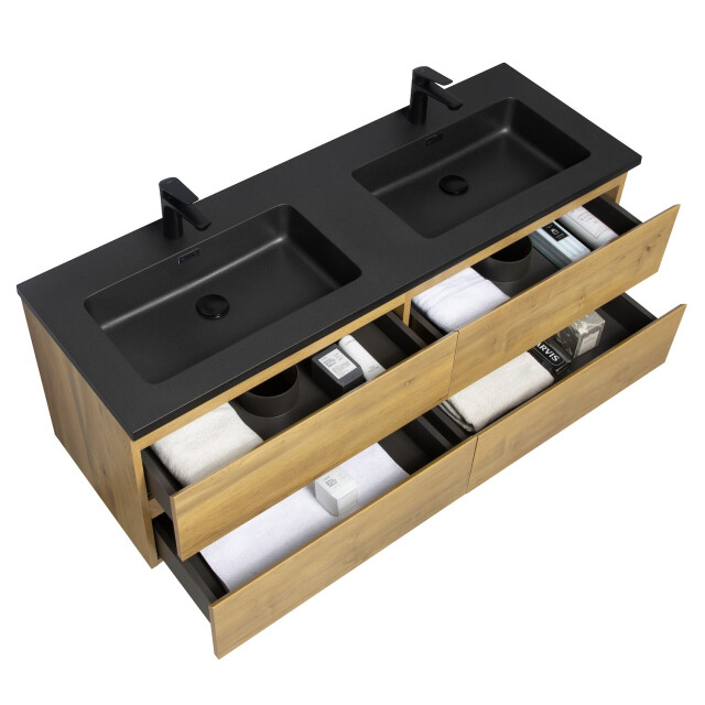Badplaats Badkamermeubel set angela 140 cm - badmeubel met zwarte 3240604 large
