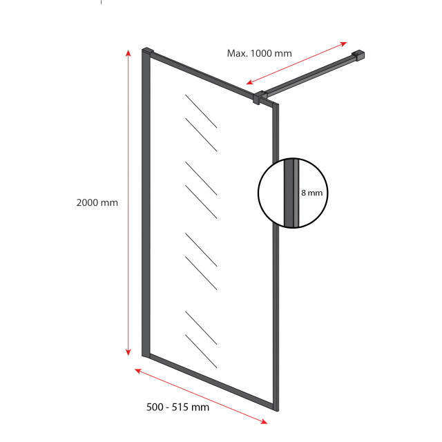 Badplaats Douchewand georgia 50 x 200 cm goud – inloopdouche 8 mm getint 3180956 large