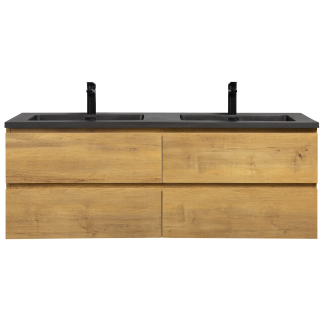 Badplaats Badkamermeubel set angela 140 cm - badmeubel met zwarte 3240604 large