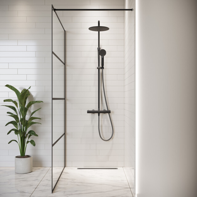 Badplaats Douchewand essos 100 x 200 cm zwart – inloopdouche 8 mm 3181201 large