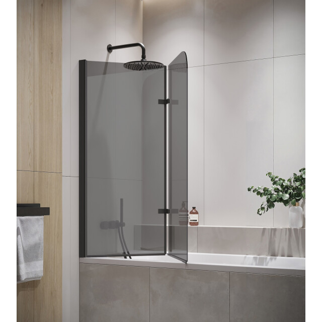 Badplaats Badwand austin 110 x 140 cm rookglas zwart badscherm draaibaar 5 3181041 large
