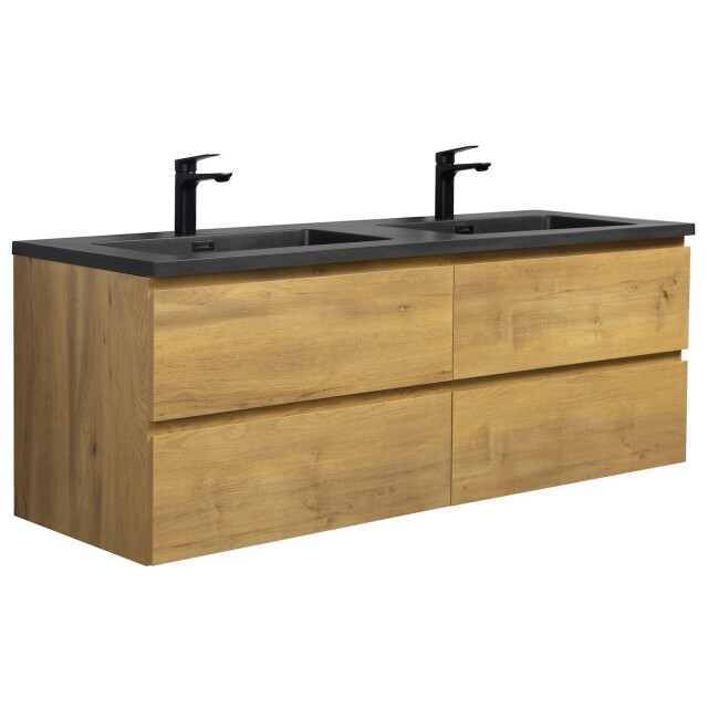 Badplaats Badkamermeubel set angela 140 cm - badmeubel met zwarte 3240604 large