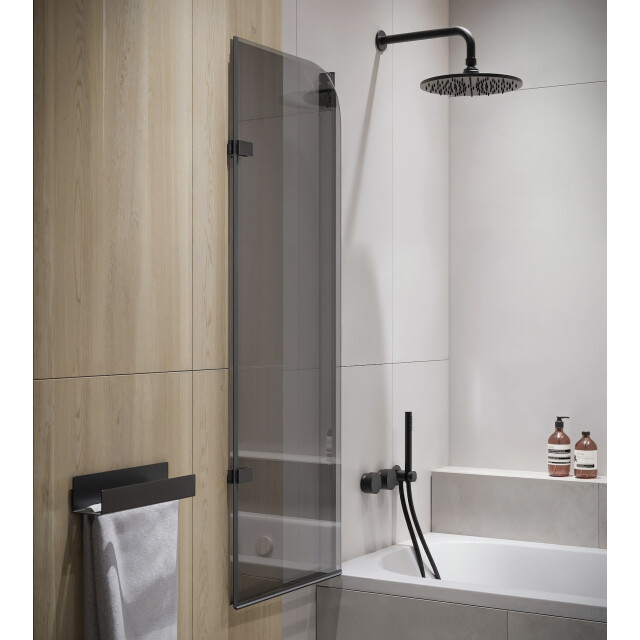 Badplaats Badwand austin 110 x 140 cm rookglas zwart badscherm draaibaar 5 3181041 large