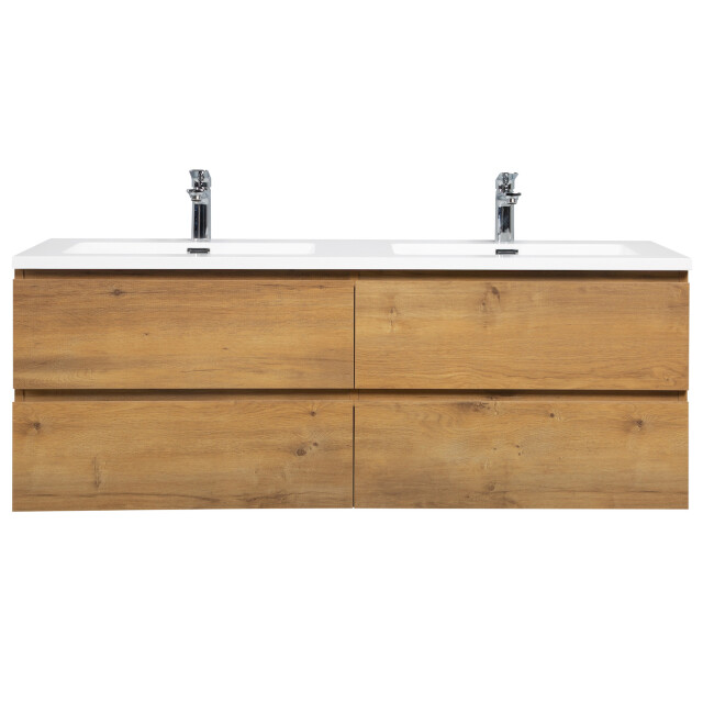 Badplaats Badkamermeubel set angela 140cm eiken badmeubel met wastafel 3181353 large