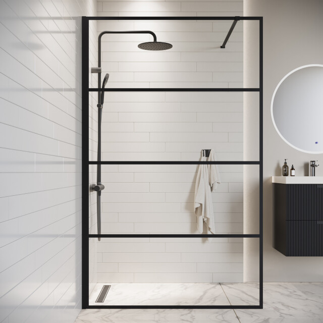 Badplaats Douchewand essos 100 x 200 cm zwart – inloopdouche 8 mm 3181201 large