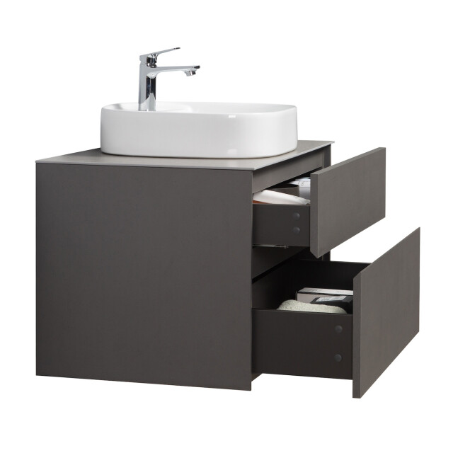 Badplaats Badkamermeubel set hamilton 80 cm steen grijs badmeubel met 3180999 large