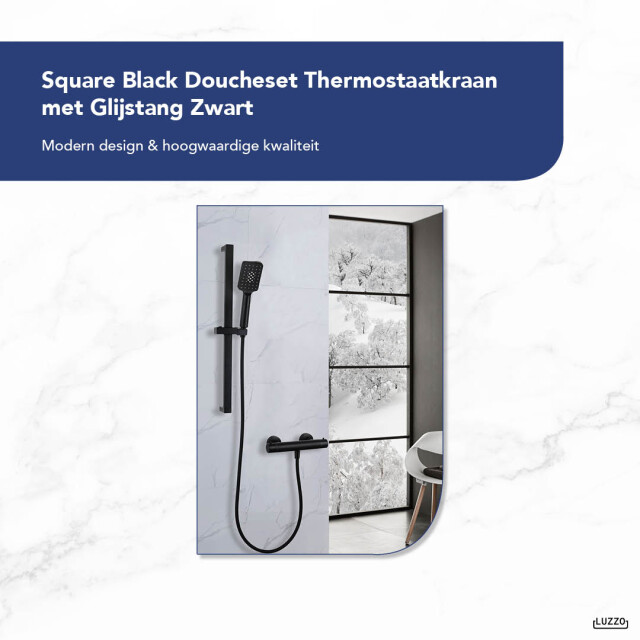 Luzzo ® square black doucheset thermostaatkraan met glijstang - 3047811 large