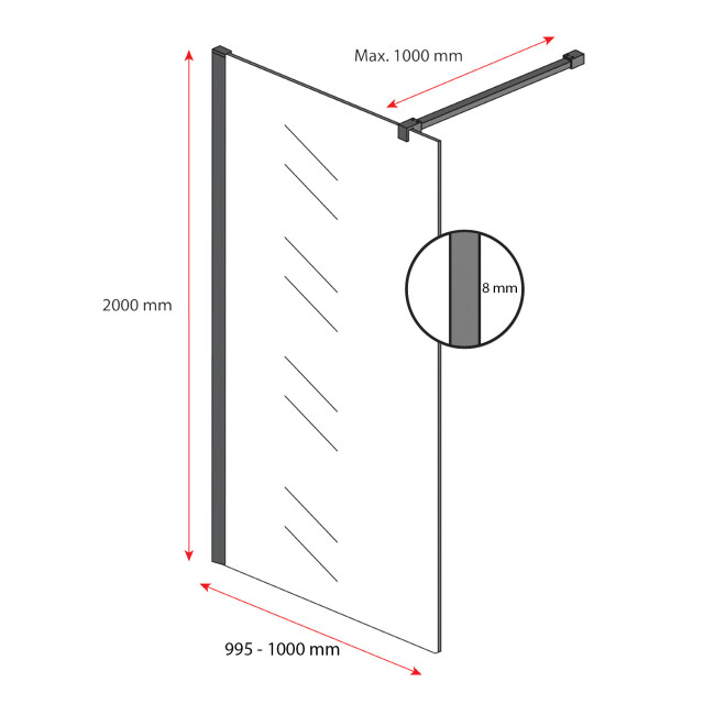 Badplaats Douchewand rizani 100 x 200 cm zwart – getint rookglas inloopdouche 3181241 large
