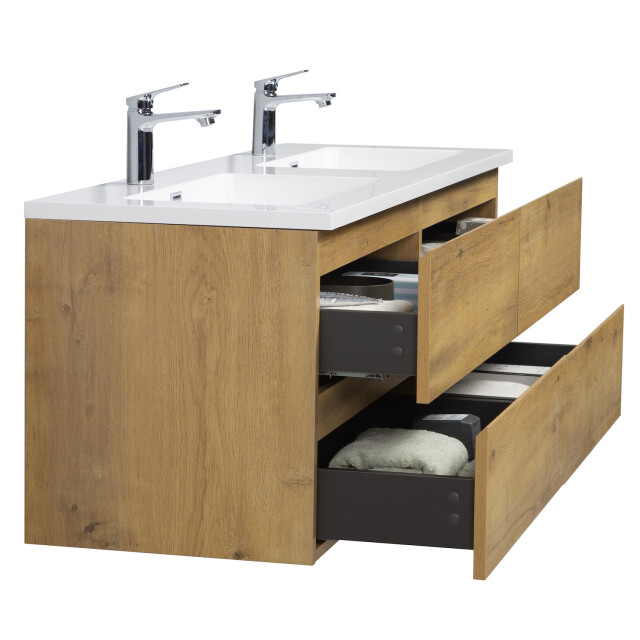 Badplaats Badkamermeubel set angela 140cm eiken badmeubel met wastafel 3181353 large
