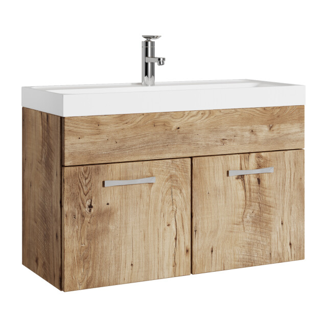 Badplaats Badkamermeubel set paso 01 80 cm kastanje eiken badmeubel met 3181088 large