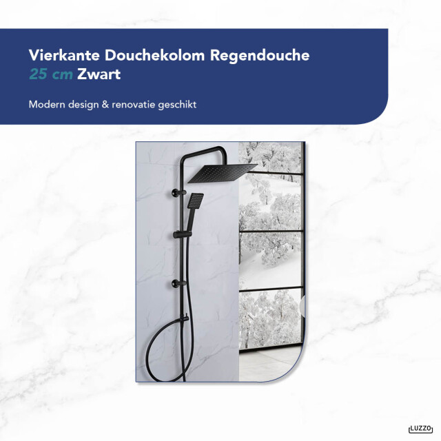 Luzzo ® douchekolom regendouche 25 cm zonder kraan vierkant - 3047810 large