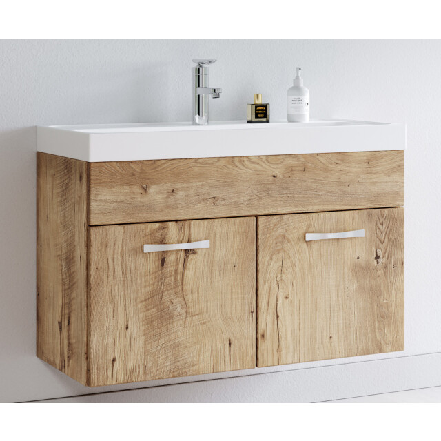 Badplaats Badkamermeubel set paso 01 80 cm kastanje eiken badmeubel met 3181088 large