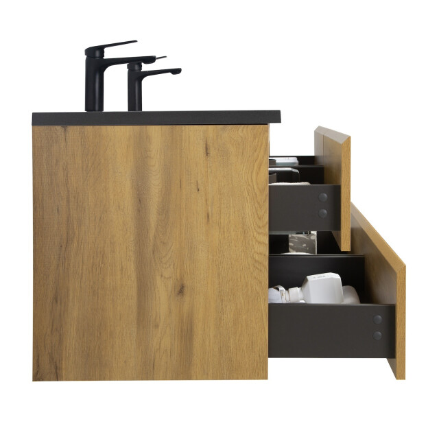 Badplaats Badkamermeubel set angela 140 cm - badmeubel met zwarte 3240604 large