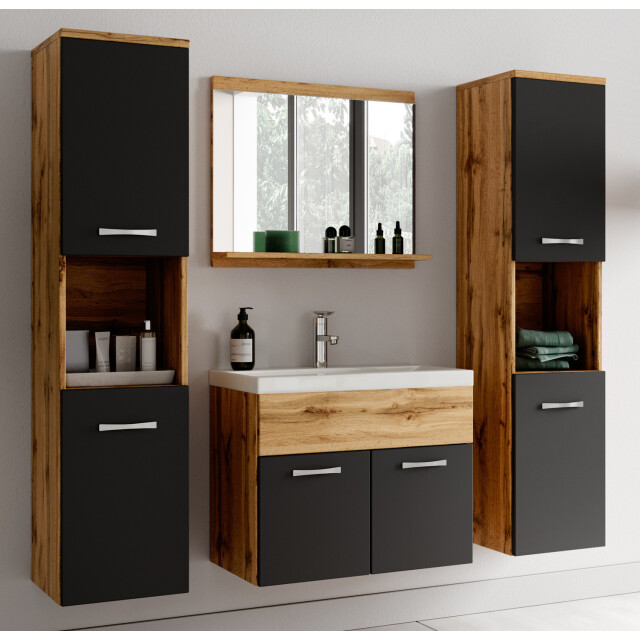 Badplaats Badkamermeubel set montreal xl 60 x 35 cm eiken met zwart - 3181382 large