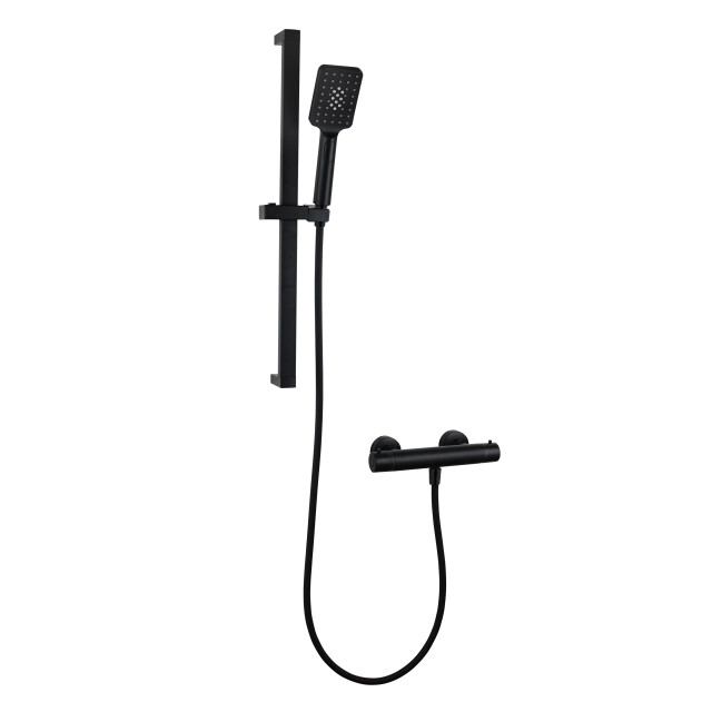 Luzzo ® square black doucheset thermostaatkraan met glijstang - 3047811 large