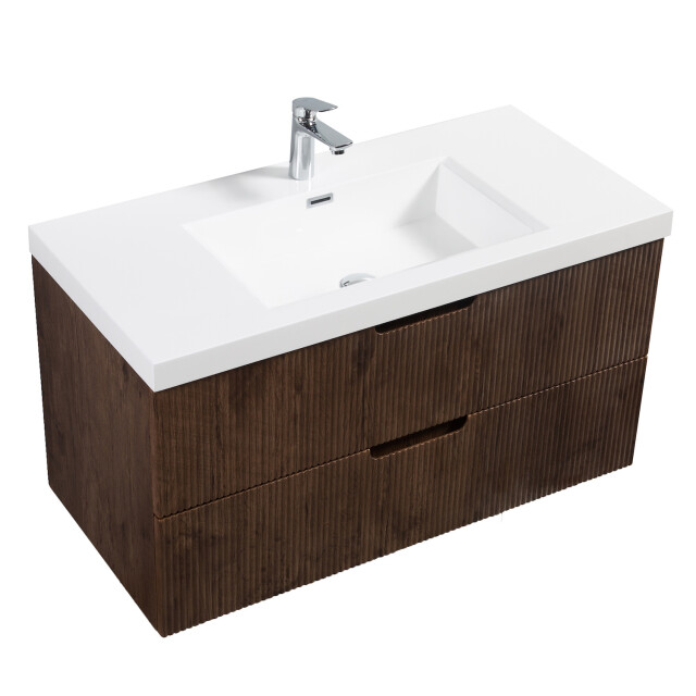 Badplaats Badkamermeubel set thermis 100cm rose wood badmeubel met wastafel 3181096 large