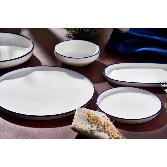 Rinart Diepbord blue edge porselein 25 cm (1300cc) set van 6 3069308 large
