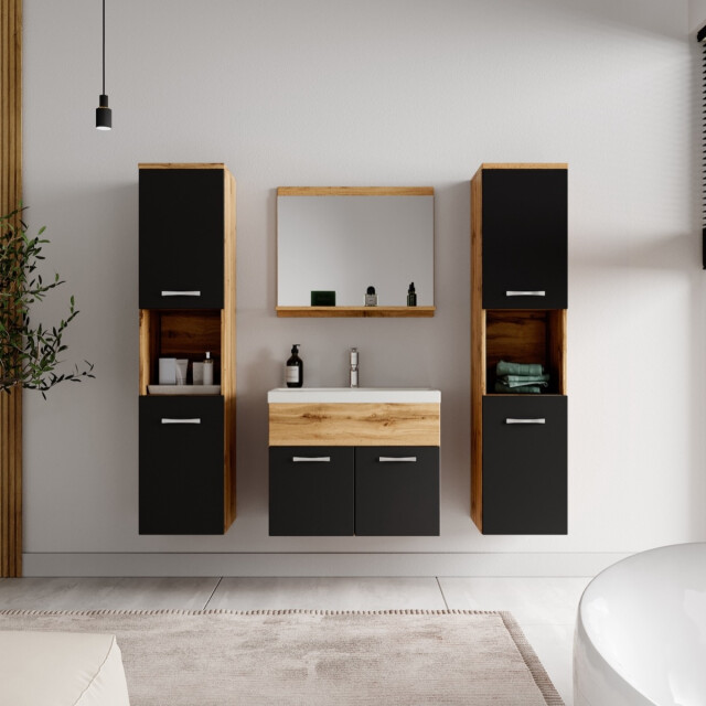 Badplaats Badkamermeubel set montreal xl 60 x 35 cm eiken met zwart - 3181382 large