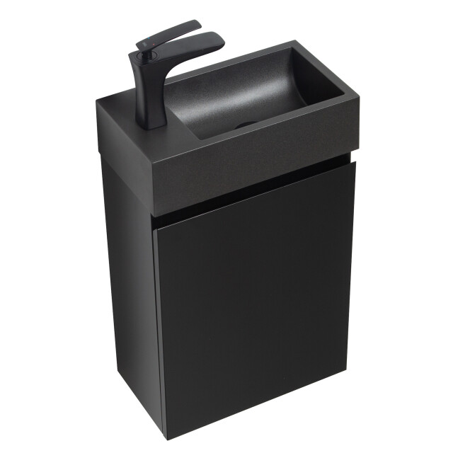 Badplaats Toiletmeubel angela 40 x 22 cm mat zwart fonteinmeubel met zwarte 3181210 large