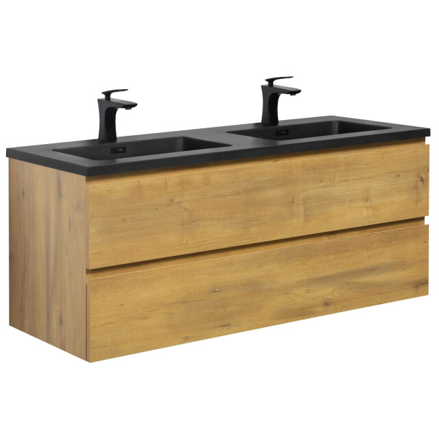 Badplaats Badkamermeubel set angela 120cm eiken badmeubel met zwarte 3181354 large