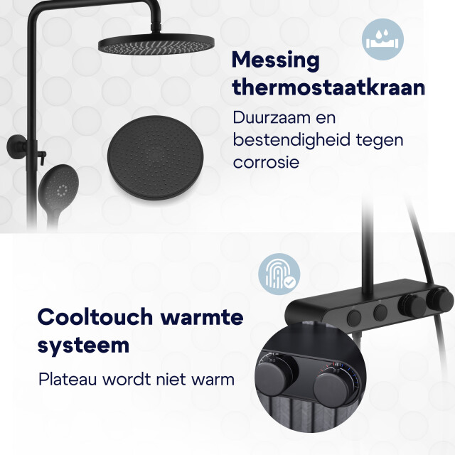 Luzzo ® dirillo regendouche thermostaat met planchet mat 3047846 large