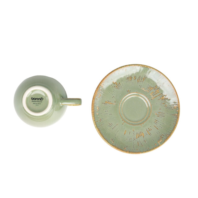 Bonna Thee kopjes & schotel sage snell porselein set van 6 3069988 large