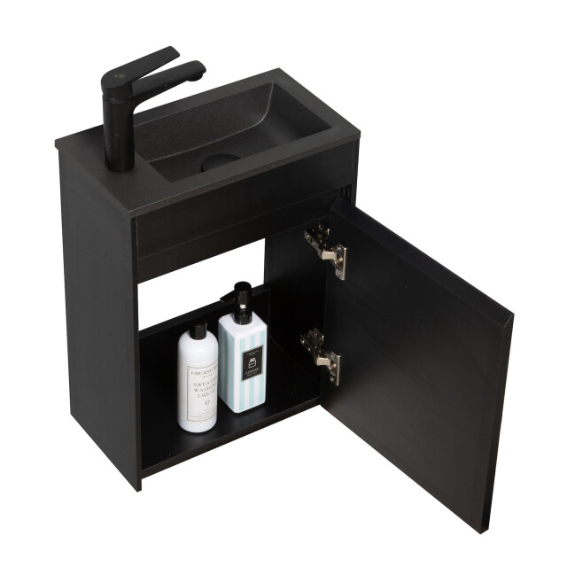 Badplaats Toiletmeubel sinta 40 x 22 cm zwart fonteinmeubel met zwarte 3181186 large
