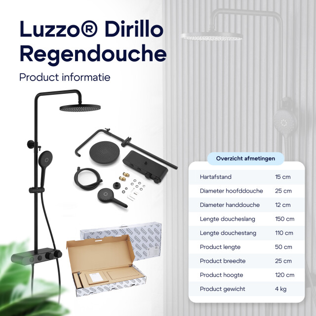 Luzzo ® dirillo regendouche thermostaat met planchet mat 3047846 large