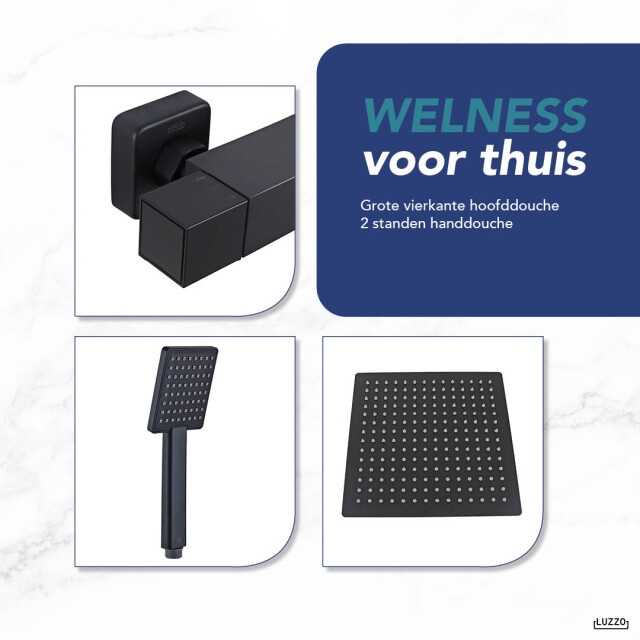 Luzzo ® regendouche met thermostaatkraan 25 cm vierkant 3064346 large
