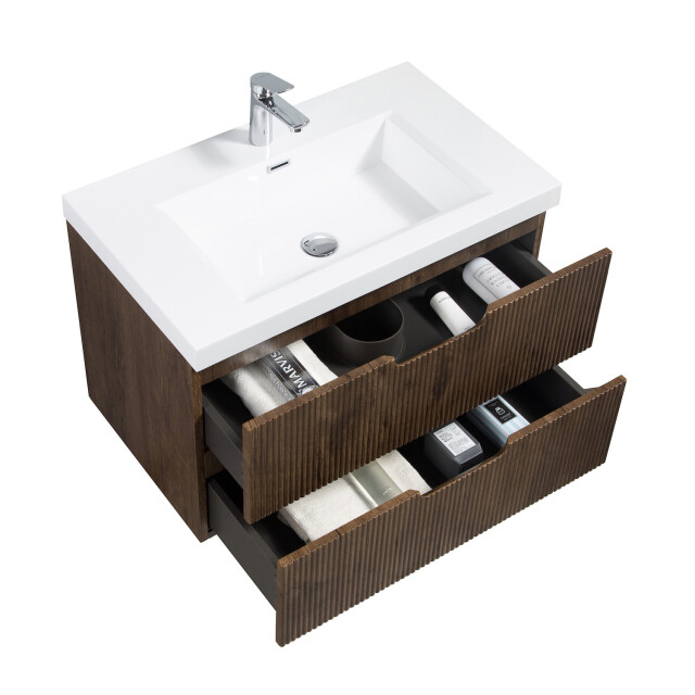 Badplaats Badkamermeubel set thermis 80cm rose wood badmeubel met wastafel 3193349 large