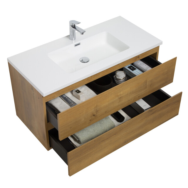 Badplaats Badkamermeubel set angela 100cm eiken badmeubel met wastafel 3181360 large