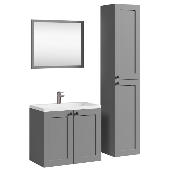 Badplaats Badkamermeubel sofia 64 x 37 cm mat grijs badmeubel met spiegel en 3180868 large