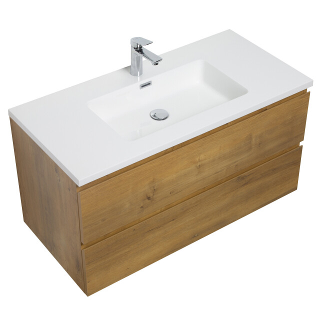 Badplaats Badkamermeubel set angela 100cm eiken badmeubel met wastafel 3181360 large