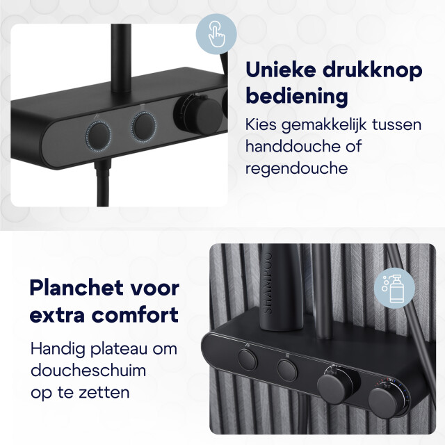 Luzzo ® dirillo regendouche thermostaat met planchet mat 3047846 large