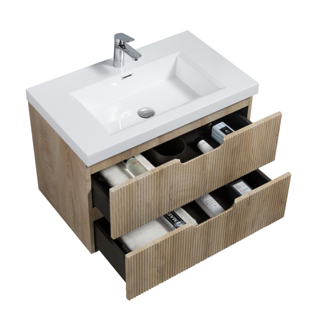 Badplaats Badkamermeubel set thermis 80cm licht badmeubel met wastafel 3181046 large