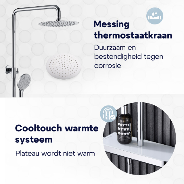 Luzzo ® varese regendouche thermostaat met planchet -chroom/ 3047848 large