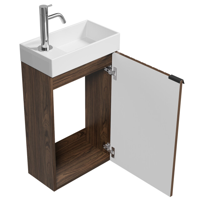 Badplaats Toiletmeubel bosco 40 x 22 cm walnoot fonteinmeubel met wastafel 3180974 large