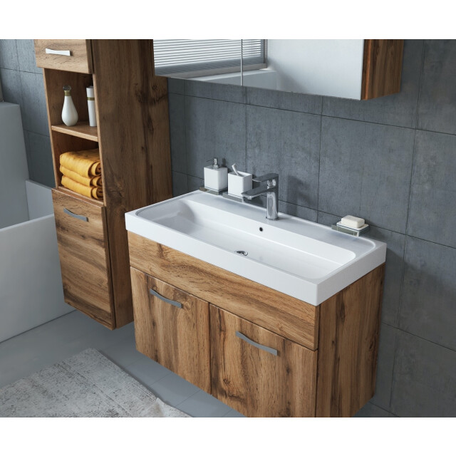 Badplaats Badkamermeubel set paso 80 x 40 cm - badmeubel met spiegelkast 3181367 large