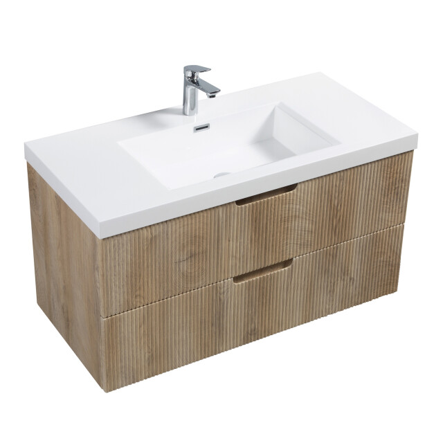 Badplaats Badkamermeubel set thermis 100cm licht eiken badmeubel met 3181044 large