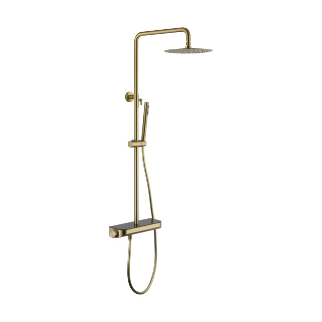 Luzzo ® varese brushed brass regendouche thermostaat met planchet 3047847 large